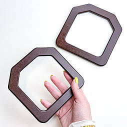 Ручки дерев'яні для сумок шоколад 14х14 см пара, ручки на сумку, дерев'яні ручки для сумок (88-2015)