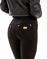 Лосины женские утеплённые турецкий трикотаж на флисе с карманами черные №8167