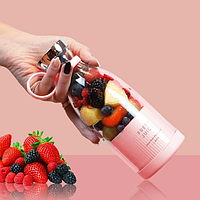 Портативный аккумуляторный фитнес-блендер, бутылка для смузи Fresh juice (Белый, розовый, голубой)