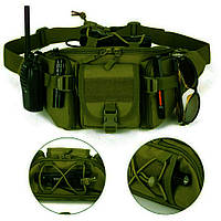 Сумка поясная тактическая / Мужская сумка на пояс / Армейская сумка. PK-679 Цвет: зеленый skr