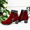 Черевики жіночі на невисоких підборах, колір бордо, фото 2