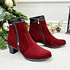 Черевики жіночі на невисоких підборах, колір бордо, фото 3