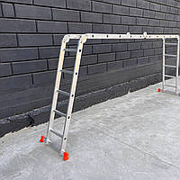 Алюминиевая четырехсекционная шарнирная лестница трансформер 4 х 5 ступеней