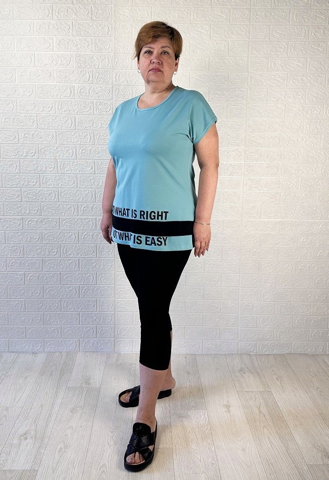 Туніка жіноча кулір стрейч літня батальна м'ятна 48-62р.