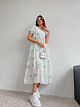 Плаття біле батист прошва хб максі з квітковою вишивкою, фото 3