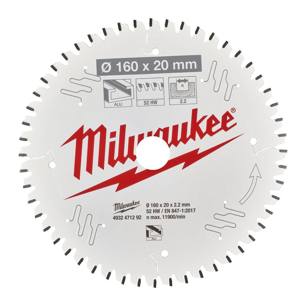Пиляльний диск для циркулярної пили з алюмінію 160x20x2,2x52 трапецієподібний зуб/плоский зуб MILWAUKEE
