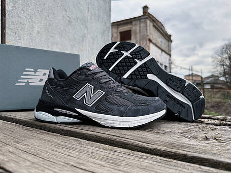Чоловічі кросівки New Balance 990v3 USA Graphite White сірі з білим, фото 1
