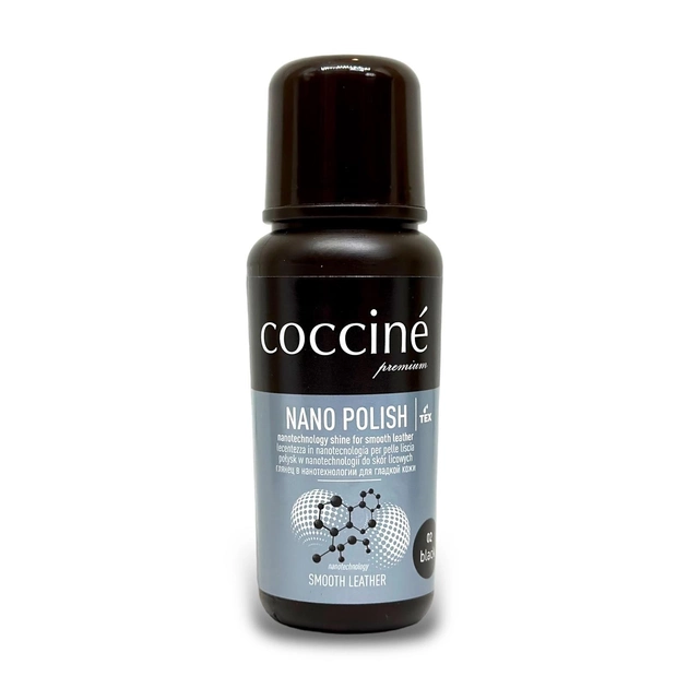 Рідка паста-блиск Coccine NANO POLISH (75 мл, чорна) | Водовідштовхувальний догляд за шкіряним взуттям, фото 1