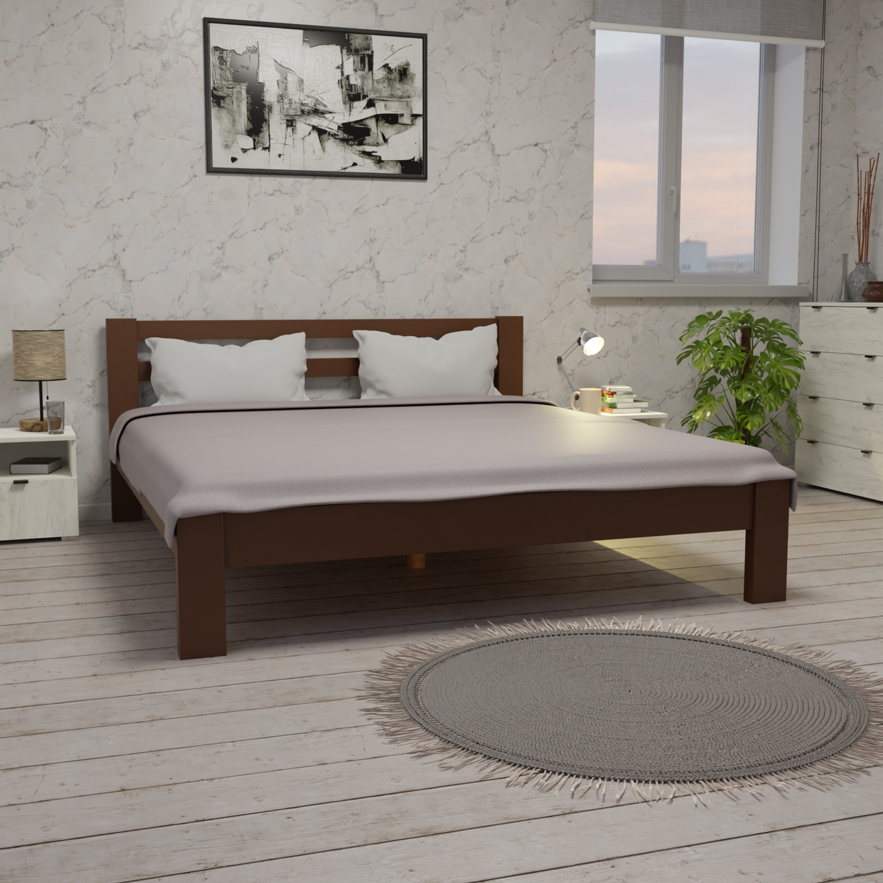 Двоспальне ліжко (дерево) Класик 180х190 Коричневий