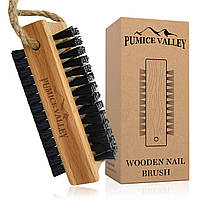 Wooden Cleaning Finger Nail Brush with Nylon Charcoal Bristles & Hanging Rope - Double-Sided Fingernail Brush