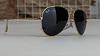 УЦЕНКА Ray Ban 3025 Aviator Очки Солнцезащитные темные линзы металлическая золотая оправа Авиатор от солнца