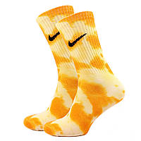 Мужские носки Nike tie-dye 41-45 Color высокие цветные найк тай дай Tangerine