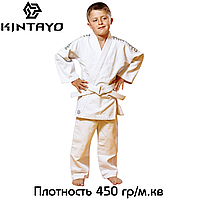 Детское кимоно для дзюдо с поясом хлопок белое Kintayo Kids Yuko White плотность 450 гр/м.кв. рост 120-150 см