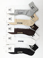 Женские короткие носки CHN, c прозрачным верхом, логотип бренда. 36-41, 10 пар/уп. микс