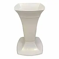 Ваза для квітів 1,8л низька із подставкою 30см (білий перламутр) Lamela