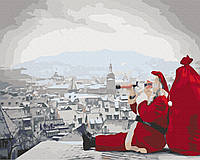 Картина за номерами «Санта не дрімає», в термопакеті 40*50см, ТМ Brushme, Україна