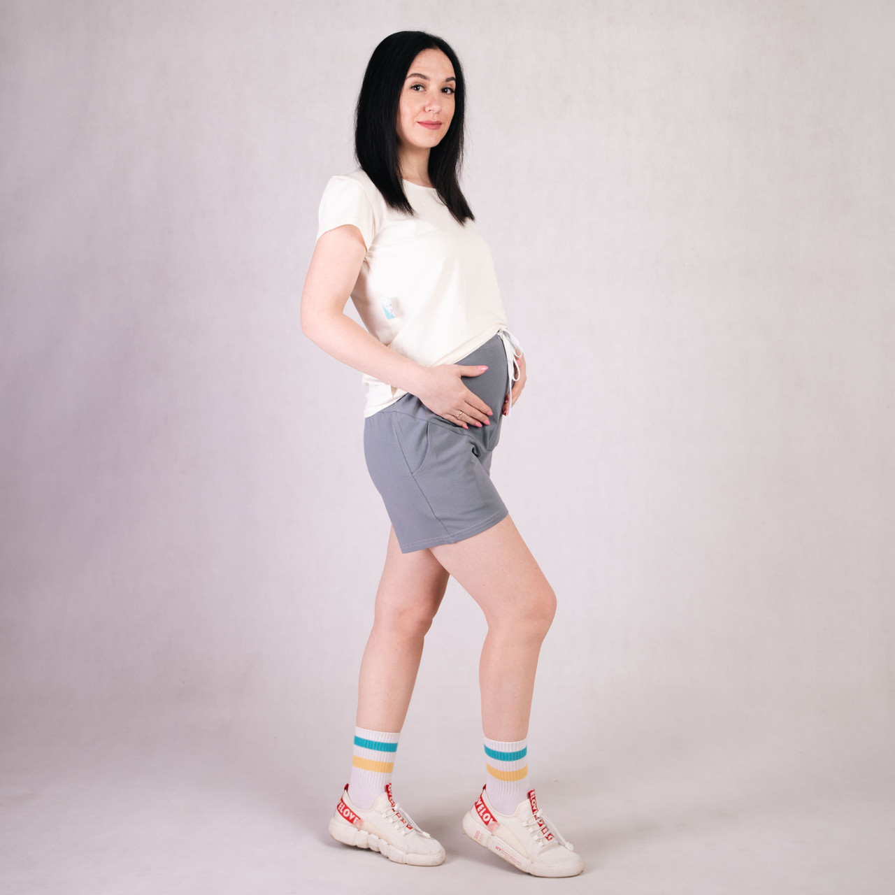 Шорти для вагітних на літо однотонні сірий 46-60р