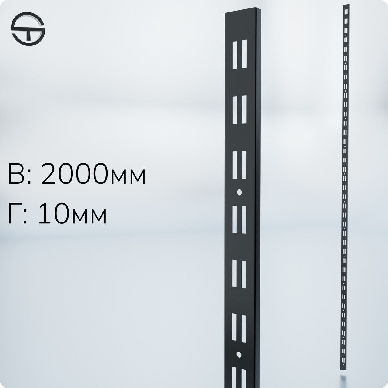 Рейка NARMER-2, Рейка подвійна H2000 L30 W10 s1,2. Торговий профіль для полиць, металевий настінний стелаж, фото 1