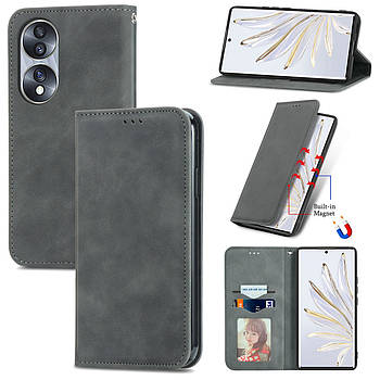 Чохол-книжка Skin Feel Leather Wallet для Honor 90 Grey