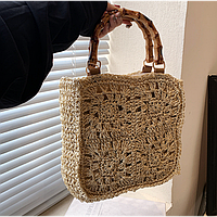 Сумка жіноча солом'яна, жіноча сумка із соломи, коричневий, 25х9х25 см