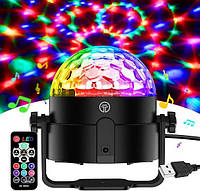 Мини диско шар для вечеринок с пультом Gobikey Disco Light LD090-BK ,вращение на 360° со звуком