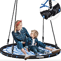 Садова гойдалка 240кг Tini Mini Pro діаметр 120см качеля синя кокон