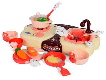 Дитячий ігровий кухонний набір на 18 предметів B02 Ігрова плита з продуктами та мийка