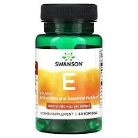 Swanson Vitamin E 400 IU 60 капсул Свонсон Витамин Е токоферол