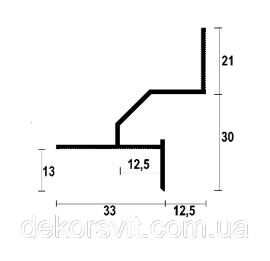 Профіль тіньового шва 12 мм АСТ12 із каналом для Led стрічки, 12*30мм