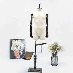 Манекен чоловічий з дерев'яними руками на шарнірах з підставкою для взуття