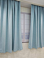Комплект короткие шторы, плотный лен (1,1м*1,5м, 2шт). Цвет бирюзовый