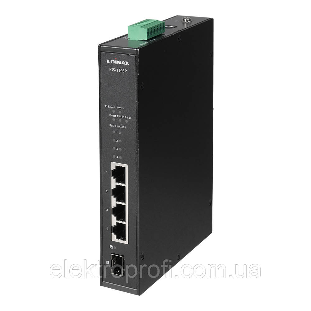 Промисловий комутатор на DIN-рейку з PoE+ та SFP Edimax (IGS-1105P)