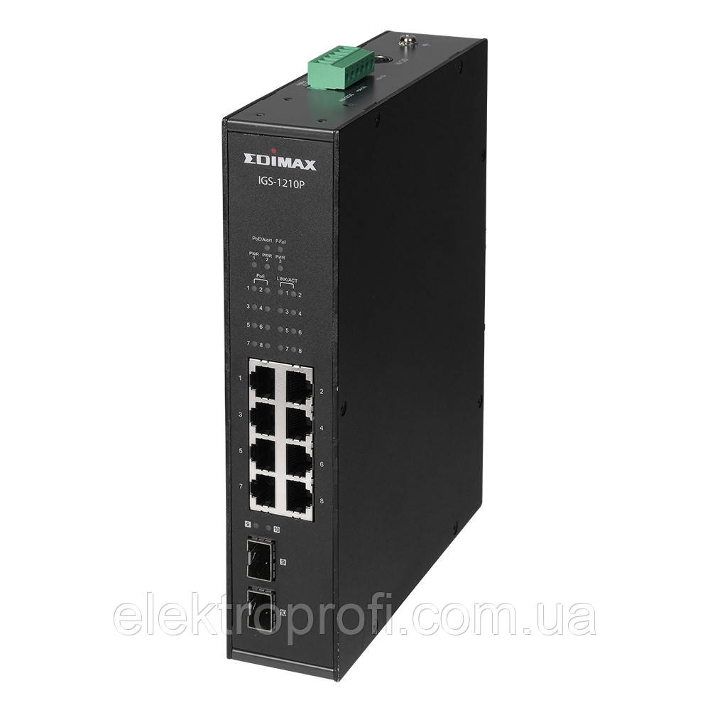 Промисловий комутатор на DIN-рейку з PoE+ та SFP Edimax (IGS-1210P)