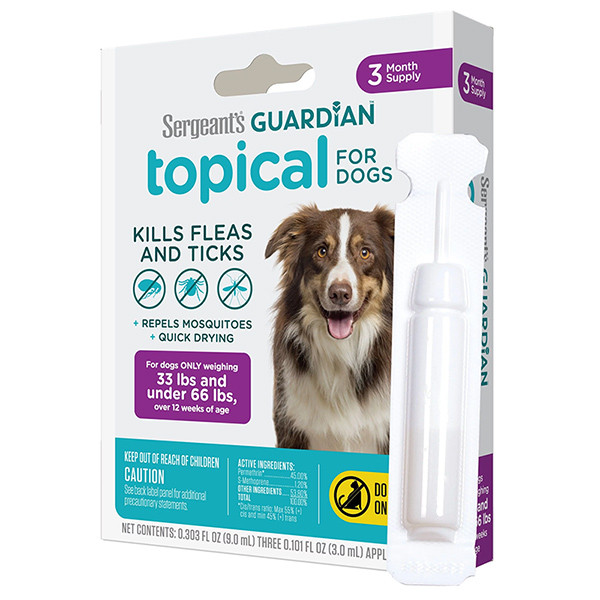 Краплі на холку від бліх кліщів комарів Sergeant's Guardian для собак середніх порід 15-30кг 3мл/1шт (01065), фото 1