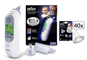 Термометр Braun THERMOSCAN 7 IRT 6520 Вушний з додатковими ковпачками Braun LF40 40 шт.