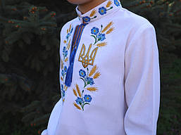 Дитяча сорочка з вишивкою Колоски й волошки, сорочка вишита, сорочка вишиванка, сорочка з вишивкою