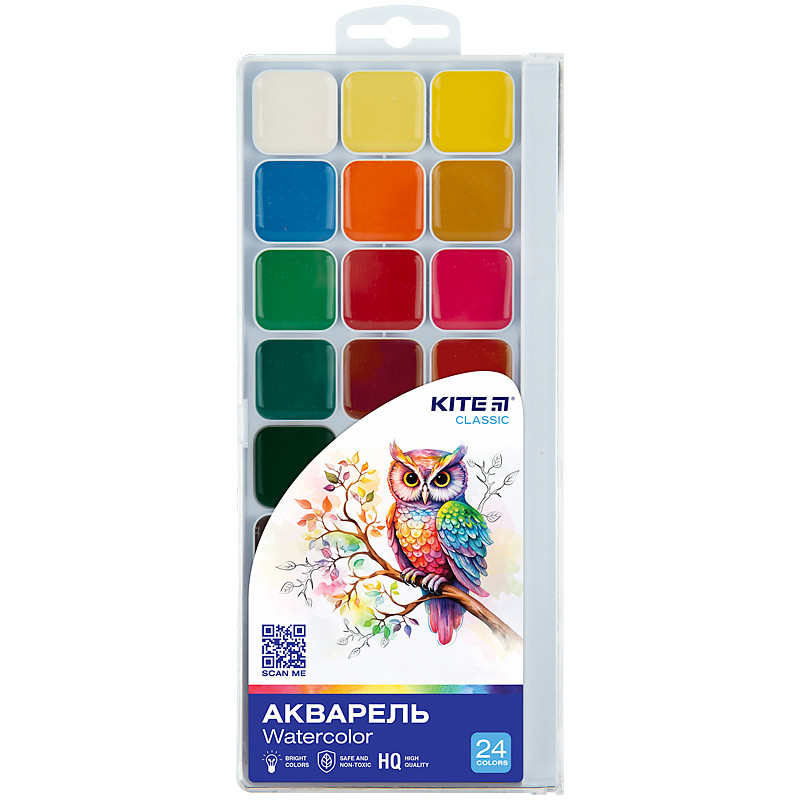 Фарби акварельні Kite Classic 24кол. пласт.кор. K-442