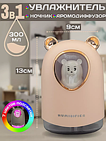 Увлажнитель воздуха Мишка с подсветкой Humidifier H20 ART:8023 | Ночник-увлажнитель-аромадиффузор для дома