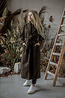 Осеннее женское двубортное пальто (качественный кашемир) с поясом в комплекте (размер универсальный 42-46)