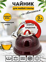 Чайник EDENBERG EB-1911 3.00 л - 9818 | Чайник со свистком 3 литра для всех видов плит