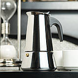 Гейзер UNIQUE UN-1903 (KPSS-9 чашок ) 405 мл, Кавоварка гейзерна з нержавіючої сталі, фото 2