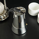 Гейзер UNIQUE UN-1903 (KPSS-9 чашок ) 405 мл, Кавоварка гейзерна з нержавіючої сталі, фото 3