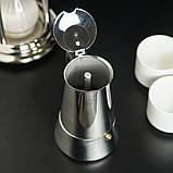 Гейзер UNIQUE UN-1903 (KPSS-9 чашок ) 405 мл, Кавоварка гейзерна з нержавіючої сталі, фото 4