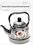Чайник емальований з рухомою ручкою 1.1 л UNIQUE UN-2307, Чайник заварний для всіх типів плит, фото 2