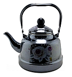 Чайник емальований з рухомою ручкою 1.1 л UNIQUE UN-2307, Чайник заварний для всіх типів плит, фото 7