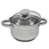Каструля з нержавіючої сталі зі скляною кришкою 4.5 л, 22 см UNIQUE UN-5006, фото 5