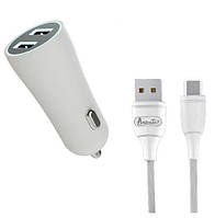 Автомобильное зарядное устройство набор 2в1  USB-блок + шнур  Avantis A910 micro-usb 3.4A 2USB