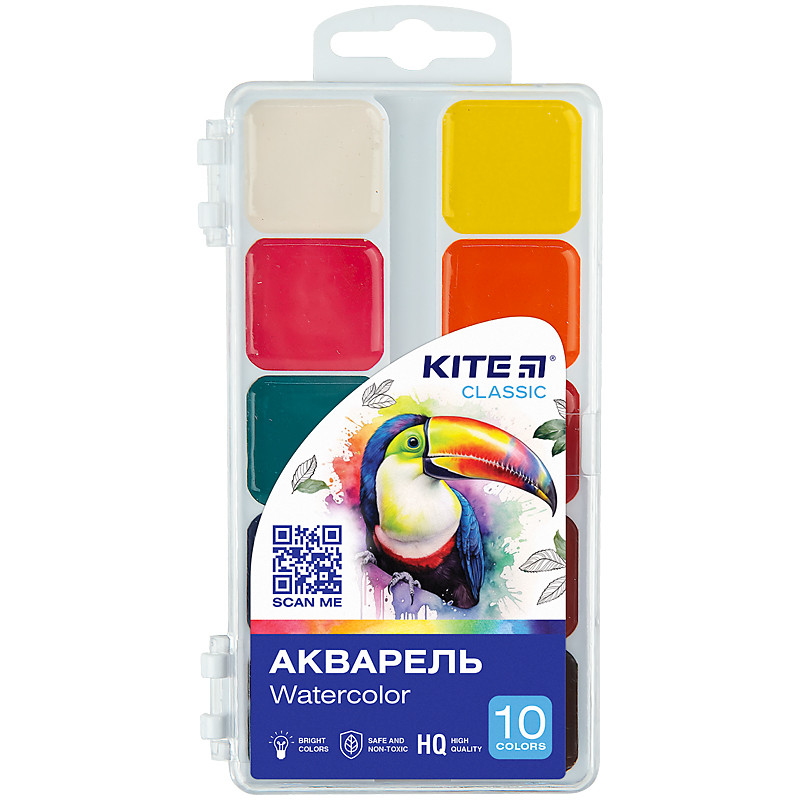 Фарби акварельні Kite Classic 10кол. пласт.кор. K-060