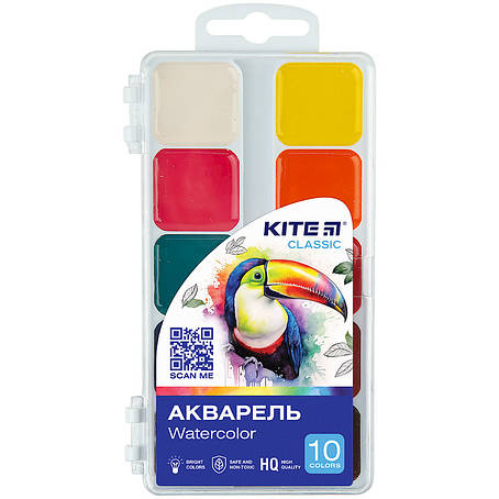 Фарби акварельні Kite Classic 10кол. пласт.кор. K-060, фото 1