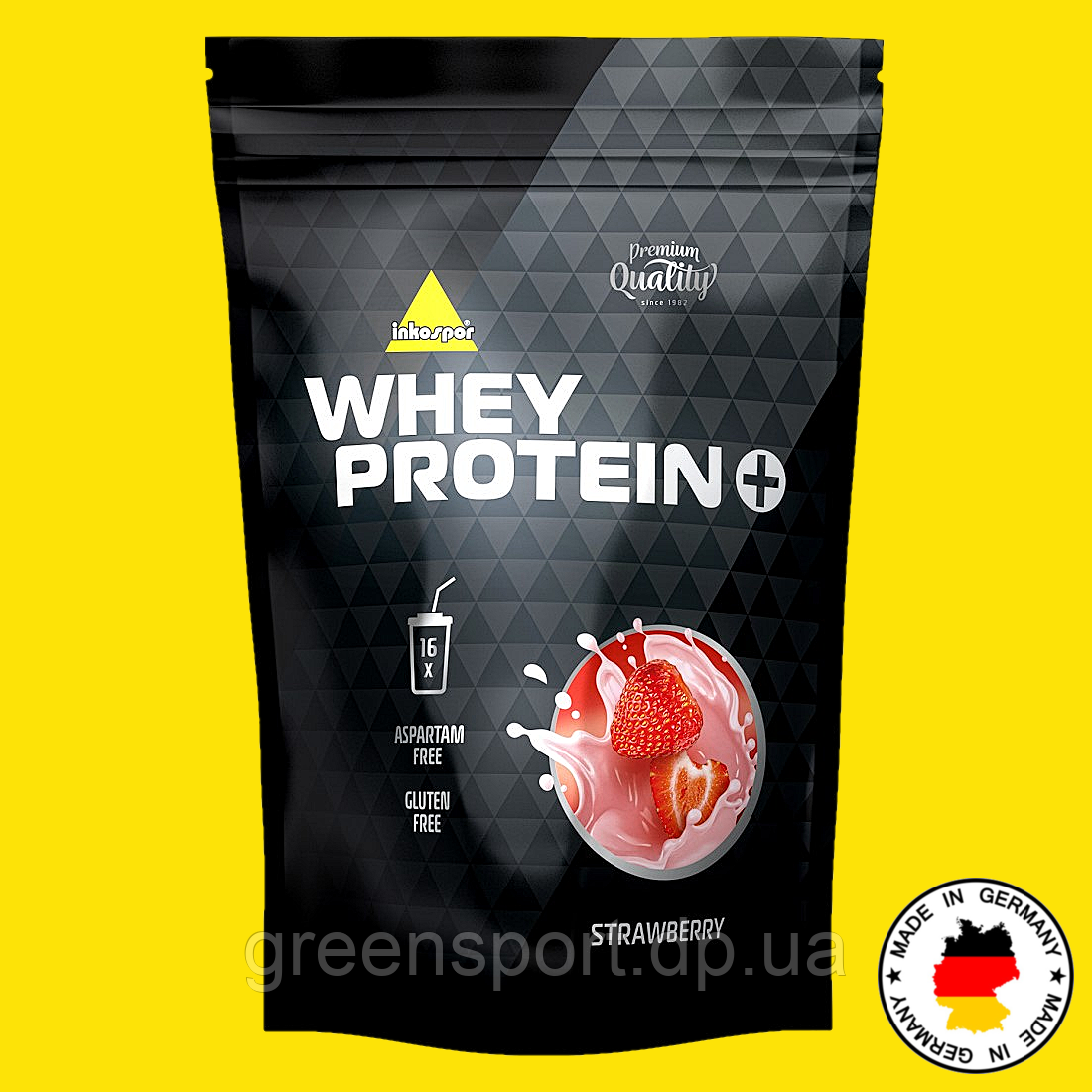 Inkospor Whey Protein 500 г, протеїни, концентрат та ізолят сироваткового білка + казеїн, смак полуниця